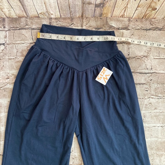NWT SUNYAA Tommy control navy V cross high waist wide leg yoga pant  2 XL, M. - Picture 8 of 14